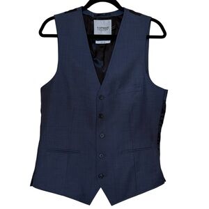 Topman Suit Vest With Wool Black Size 42